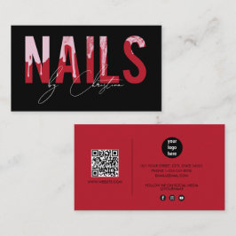 Red Nagel Drift Nail Art Manicuc QR-kod Visitkort