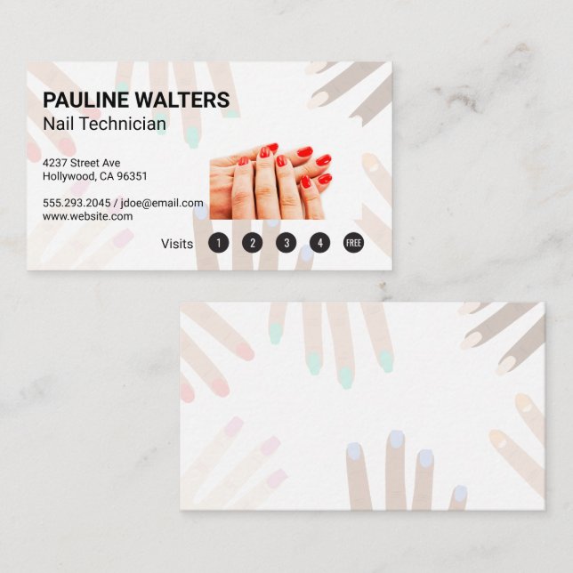 Red Nagel Händer | Förmånskort Lojalitetskort (Fram/baksida)