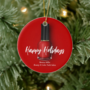 Red Nagel polska Glad helg Anpassningsbar Beauty S Julgransprydnad Keramik