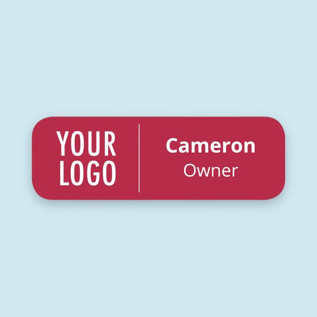 Red Namn bricka Badge Magnetic eller Pin Corporate Namnbricka (MISOOK Rounded Rectangle Red Name Tag with Logo)