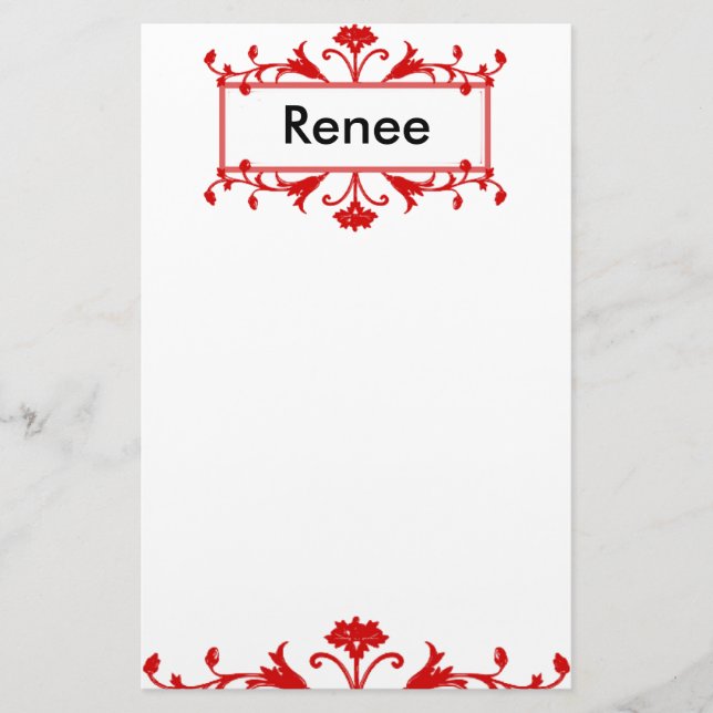 Red Namn eller Monogram Anpassade Brevpapper (Framsida)