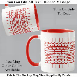Red Namn Gömt Message Trendig Mugg 121B Modern