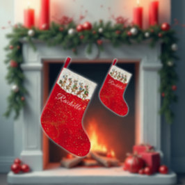 Red Namn Marching Quirky julrenar Liten Julstrumpa