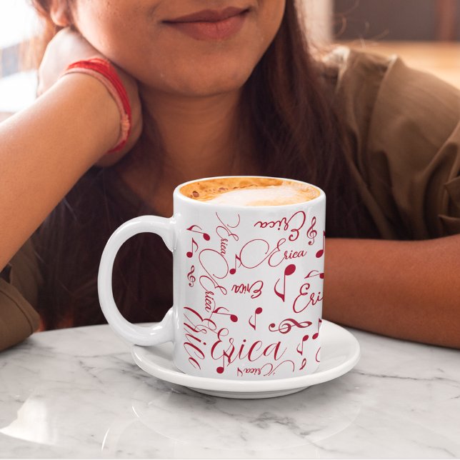 Red Namn och Specklad Musik noter Kaffemugg (Skapare uppladdad)