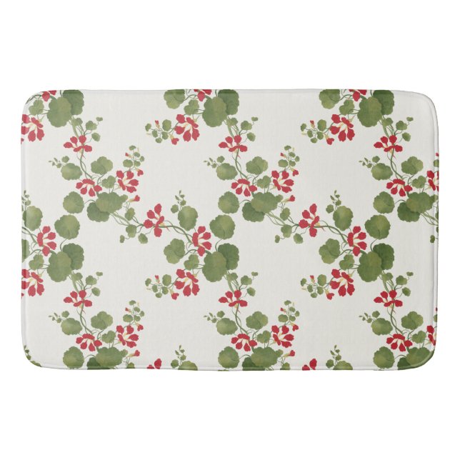 Red Nasturtium Cream Background Badrumsmatta (Framsidan)