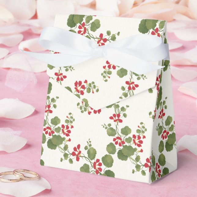 Red Nasturtium Cream Background Presentaskar (Bröllop)