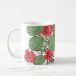 Red Nasturtiums   Antique Lithograph 1896 Kaffemugg