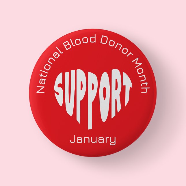 Red National Blood Donor Month Button Knapp (National Blood Donor)