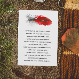 Red Native American Feather Memorial Indian Tribal Julkort