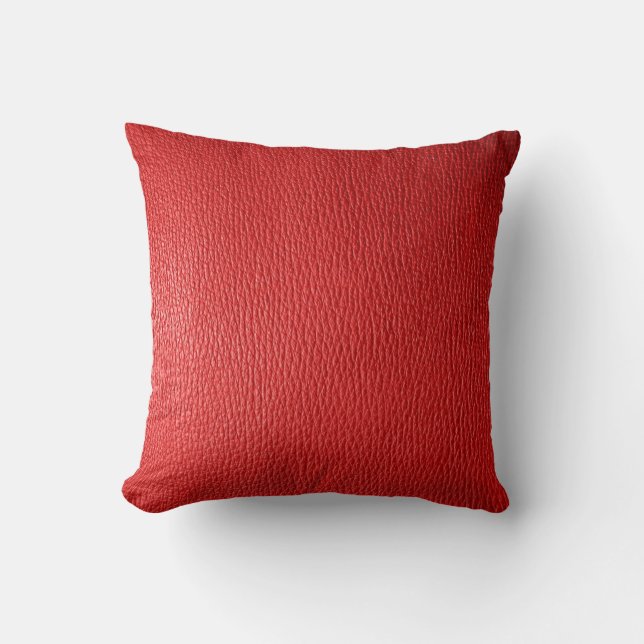 Red Natural Leather-utseende Kudde (Framsida)