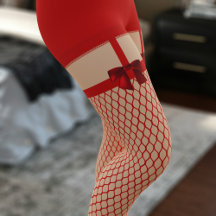 Red Naughty Valentine Faux Fishnet Sexy Bow