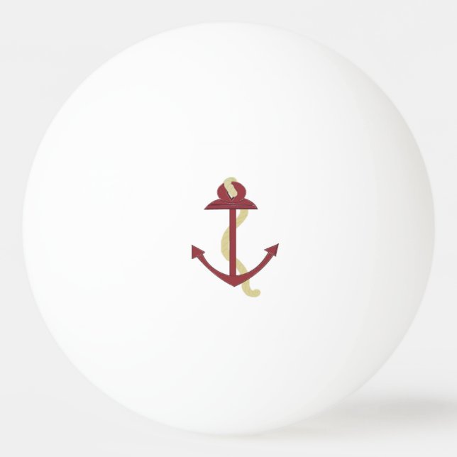 Red Nautical Anchor Pingisboll (Framsidan)