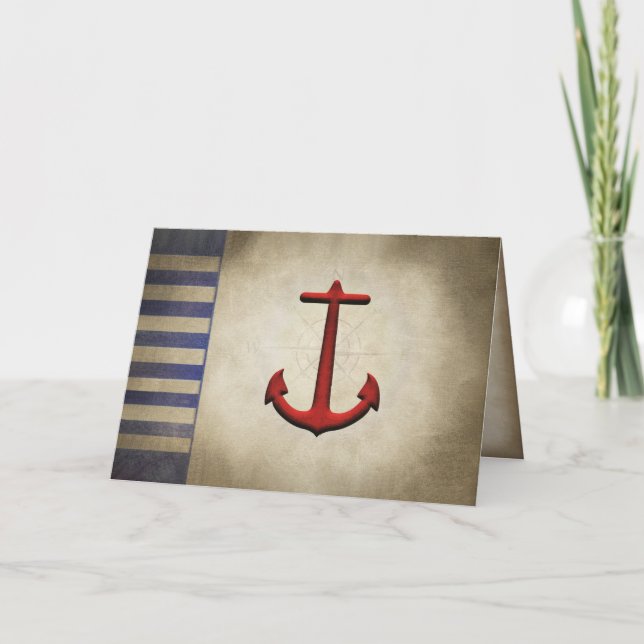 Red nautical anchor tänker på dig kort (Framsida)