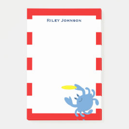 Red Nautical Blue Crab Personlig Post-it Block
