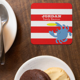 Red Nautical Blue Crab Personlig Underlägg Papper Kvadrat