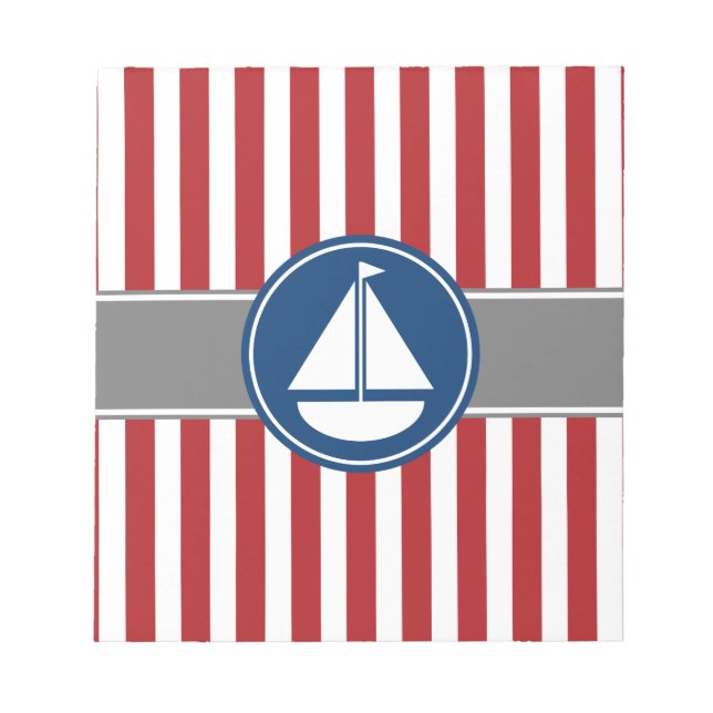 Red Nautical Sailboat Rand Anteckningsblock (Framsida)