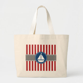 Red Nautical Sailboat Rand Jumbo Tygkasse