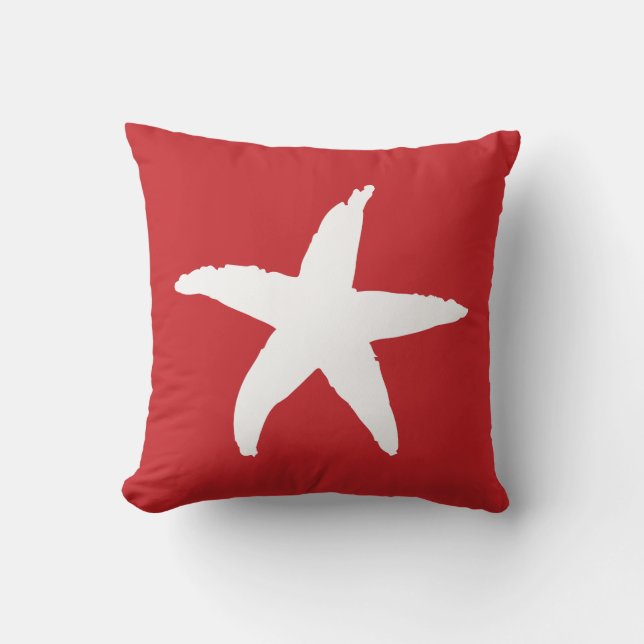 Red Nautical Sea Star Kudde (Framsida)