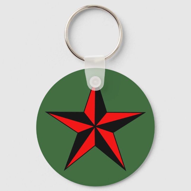 Red Nautical Star Keychain Nyckelring (Framsida)
