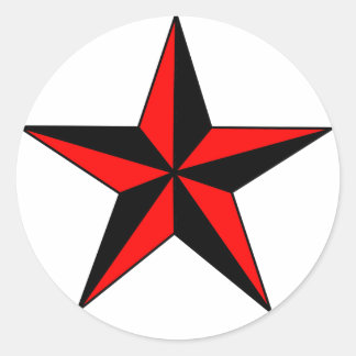Red Nautical Star Stickers Runt Klistermärke