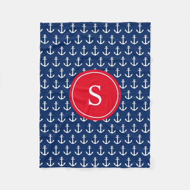 Red & Navy Anchors Away | Fleece Blanket (Framsidan)