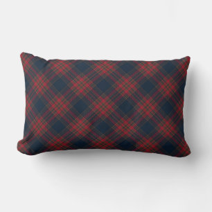 Red Navy Blue Argyle Tartan Play Mönster Lumbarkudde