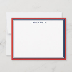 Red & Navy Blue Gräns Lägg till ditt namn Anteckningskort
