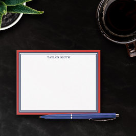 Red & Navy Blue Gräns Lägg till ditt namn Anteckningskort