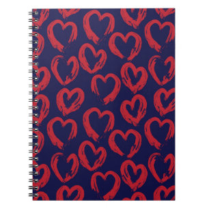 Red Navy Hjärtformade Valentine Day - sömlös pat Anteckningsbok