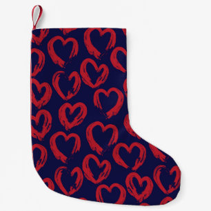 Red Navy Hjärtformade Valentine Day - sömlös pat Liten Julstrumpa