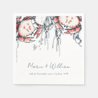 Red Navy Underwater Crab Coral Nautical Bröllop