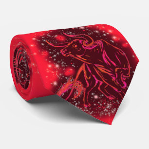 Red Neck Tie Bulls Runing Starry Nght Slips