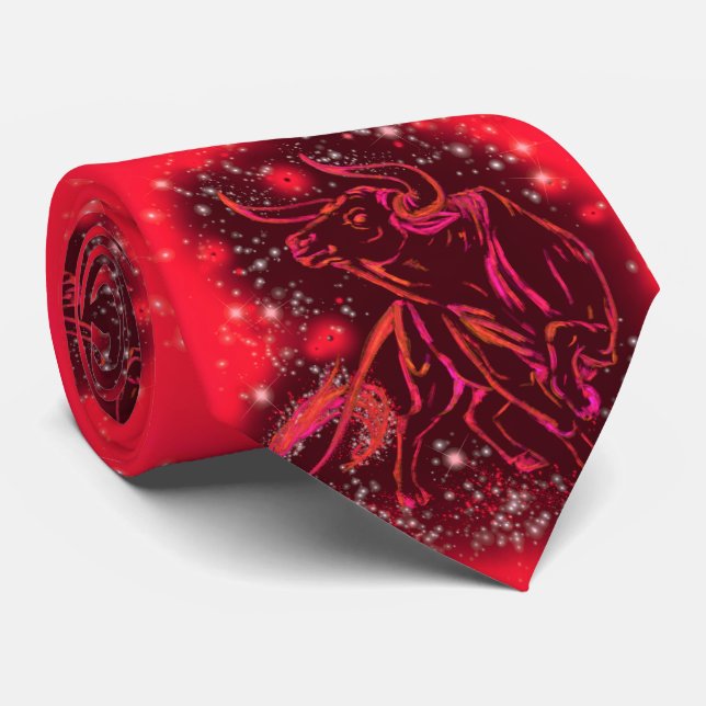 Red Neck Tie Bulls Runing Starry Nght Slips (Rullad)