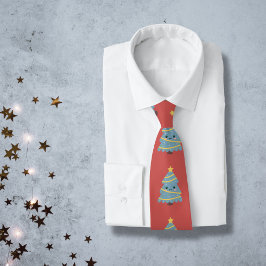 Red Neck Tie med Kawaii Julgran Slips