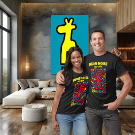 Red Neon Alien - Funky Pop Art Smiling Character T Shirt