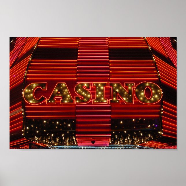 Red neon casino-inloggning i Las Vegas poster (Framsidan)