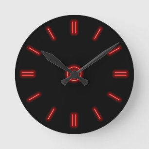 Red Neon Clock Rund Klocka