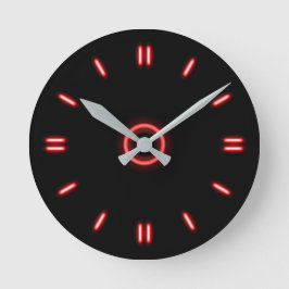 Red Neon Rund Klocka