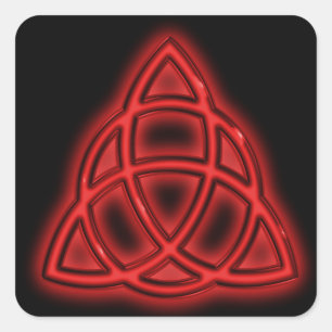 Red Neon Triquetra Fyrkantigt Klistermärke