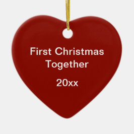 Red Nested Hexagons First jul Heart Shaped Julgransprydnad Keramik