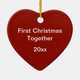 Red Nested Hexagons First jul Heart Shaped Julgransprydnad Keramik