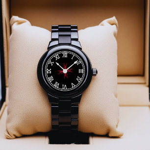 Red Neuron Watch - Scientific Brain Art Armbandsur