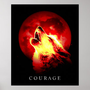 Red Night Fullmoon Motivational Courage Varg Poster