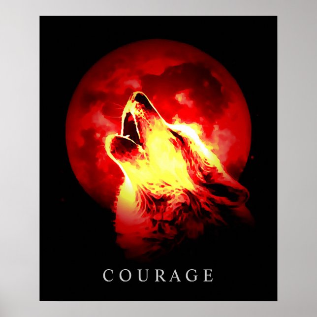 Red Night Fullmoon Motivational Courage Varg Poster (Framsidan)
