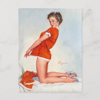 Red Nighty Pin Up Vykort