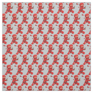 Red Ninja Design Fabric Tyg
