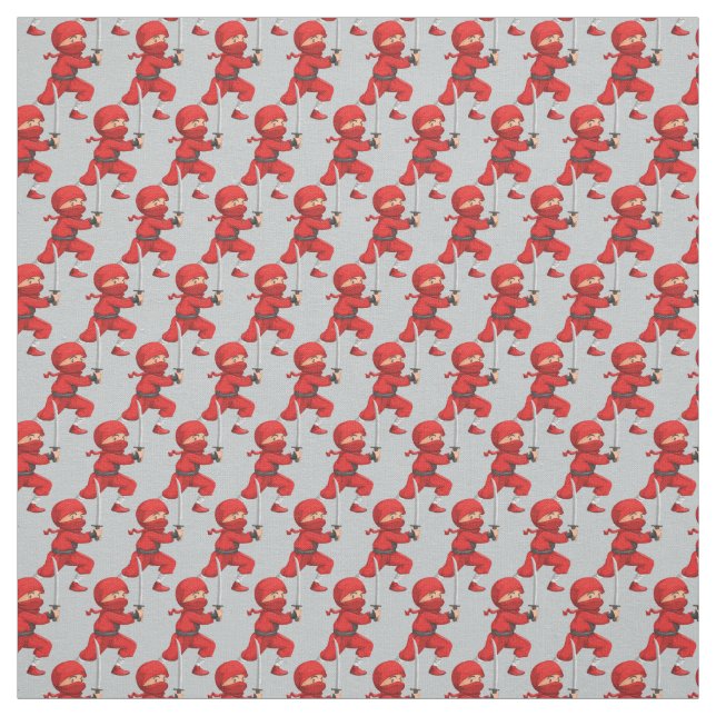 Red Ninja Design Fabric Tyg (Provkarta)