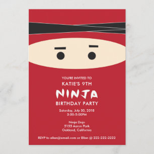 Red Ninja Födelsedagsfest inbjudan