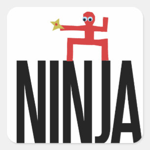 Red Ninja Fyrkantigt Klistermärke