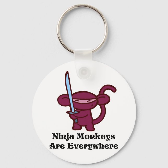 Red Ninja Monkey med Sword Nyckelring (Framsida)